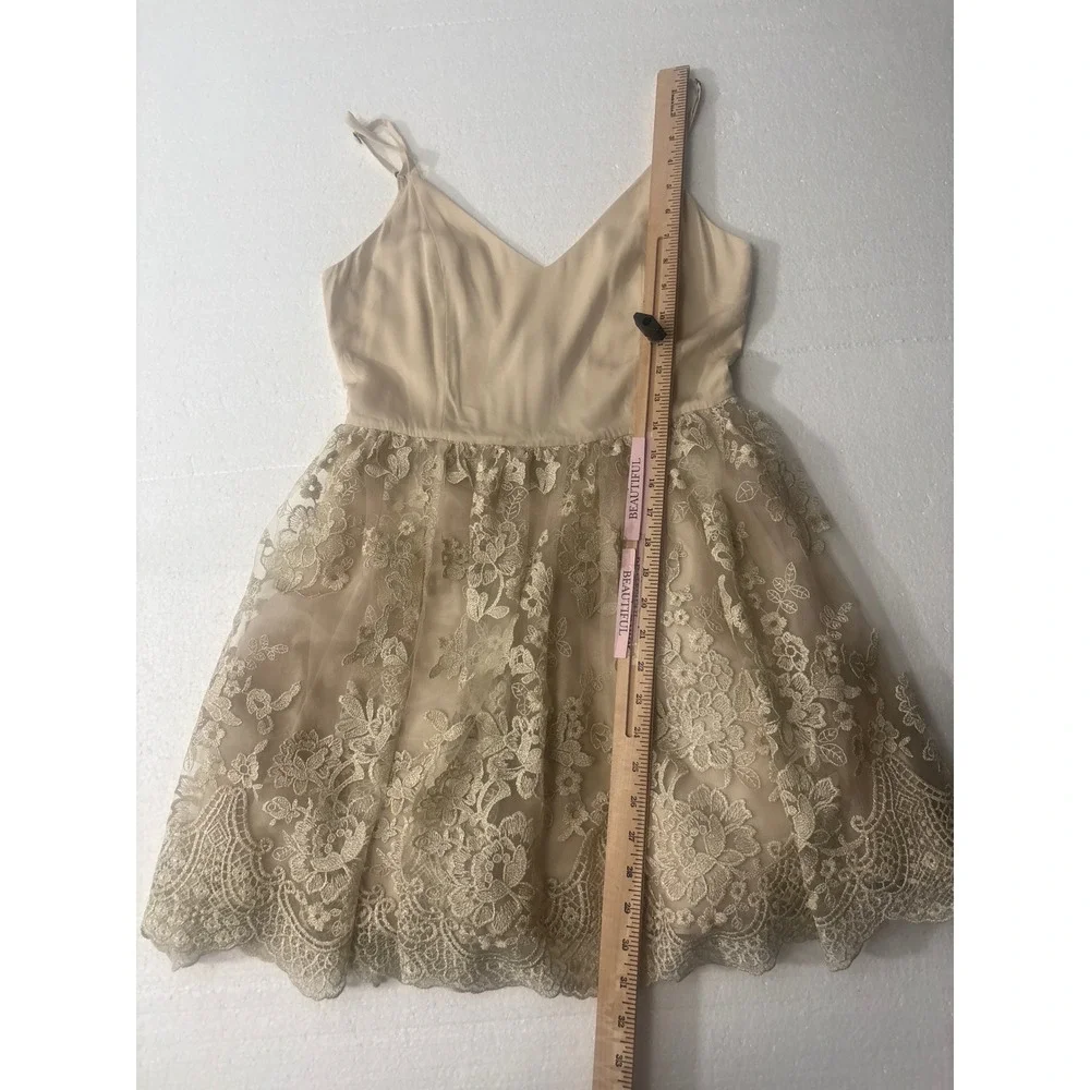 Alice + Olivia Juliane Lace Mini Dress Cream Bridal Ballerina Deep V Back S